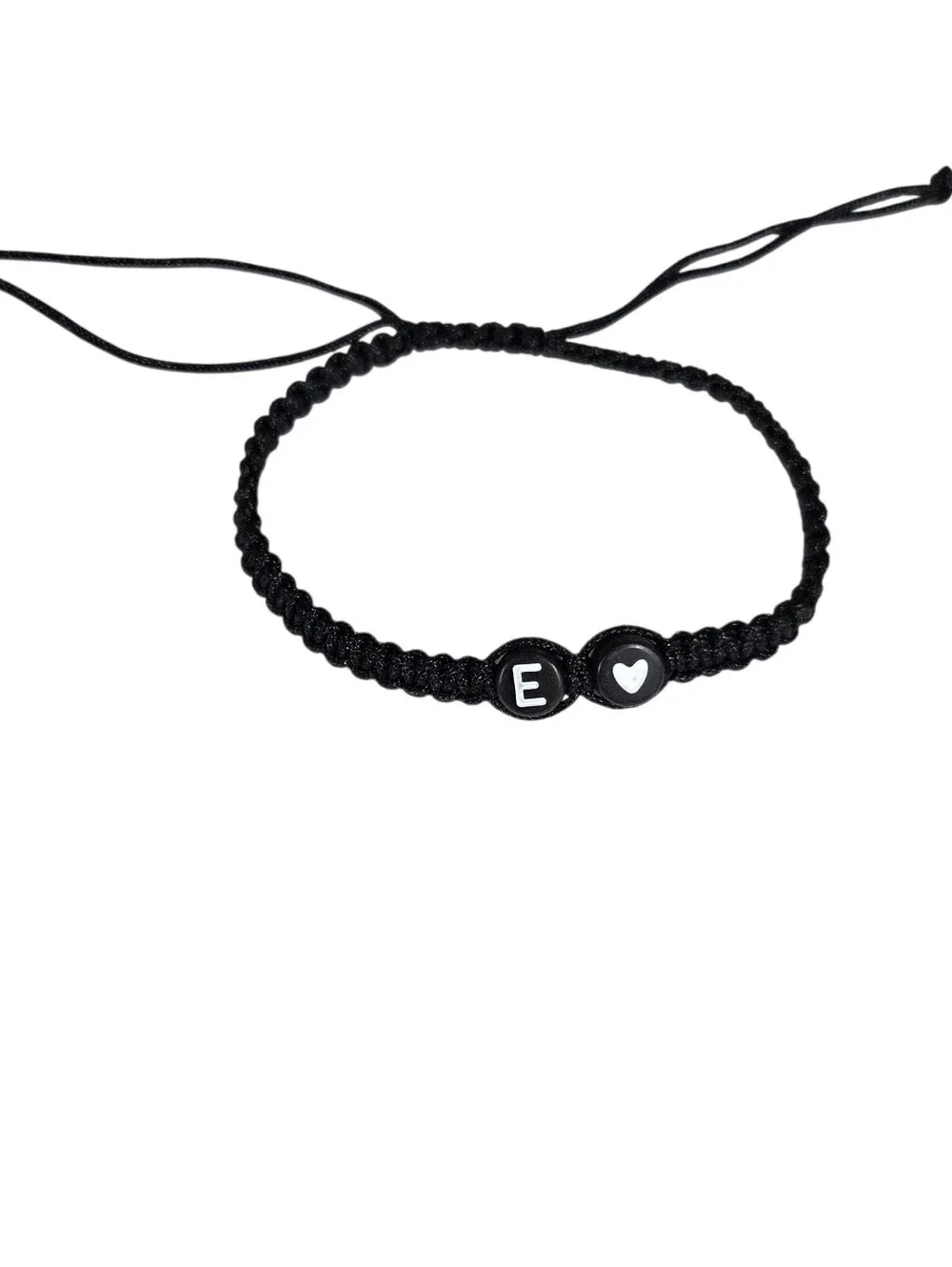 🔥4/$20 E Initial Letter Kids Bracelet NEW Black & White -One Size -Braided